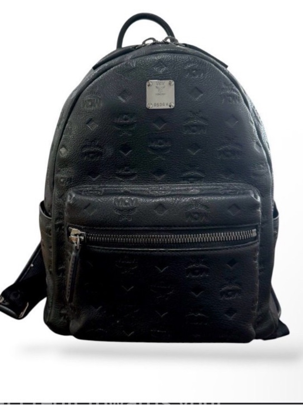 MCM Black Visetos Embossed Mini Backpack
